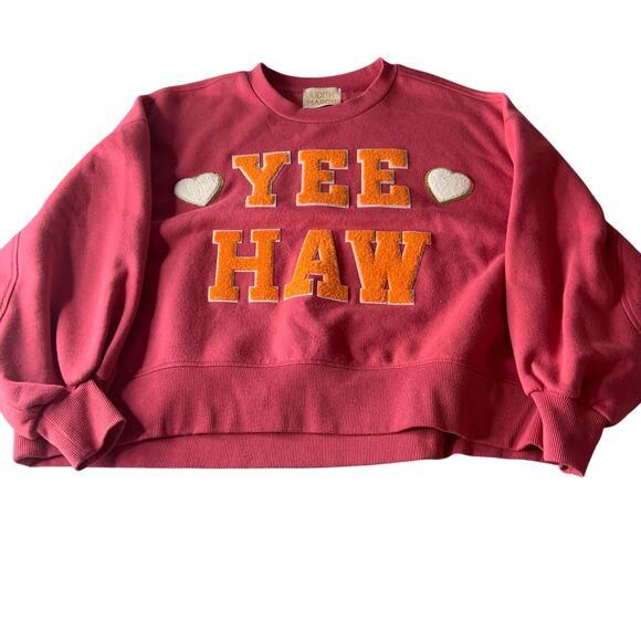 Judith March Sweaters - Judith March Yee Haw Puffy Embroidered Sweater Cropped oversized M/L